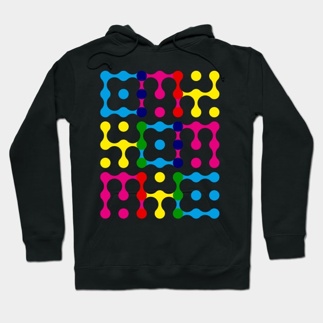 CMY Metaballs Typography (Colour Mix) Hoodie by John Uttley